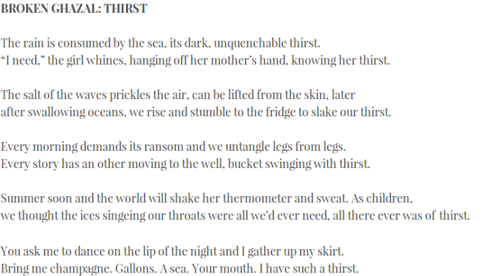Broken Ghazal: Thirst