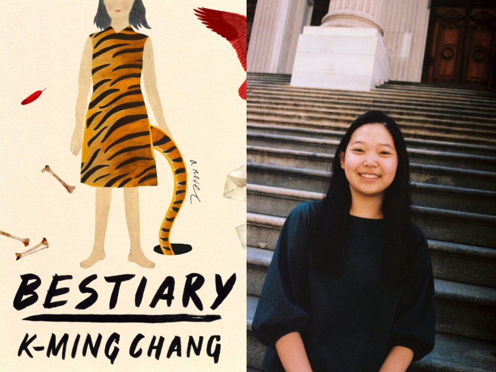Image of the book Bestiary alongside the author, K-Ming Chang